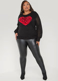 Rose Heart Faux Pearl Sweater