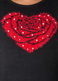 Rose Heart Faux Pearl Sweater