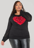Rose Heart Faux Pearl Sweater