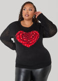 Rose Heart Faux Pearl Sweater