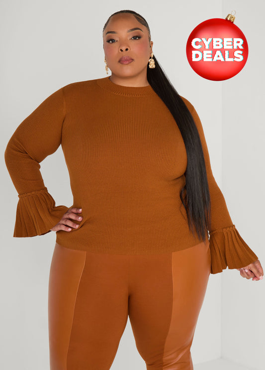 Pleated Bell Sleeve Sweater