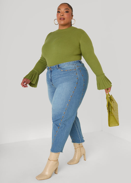 Pleated Bell Sleeve Sweater