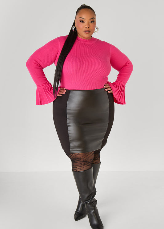 Pleated Bell Sleeve Sweater