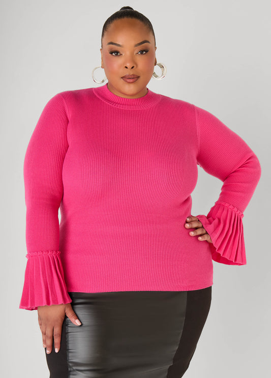 Pleated Bell Sleeve Sweater