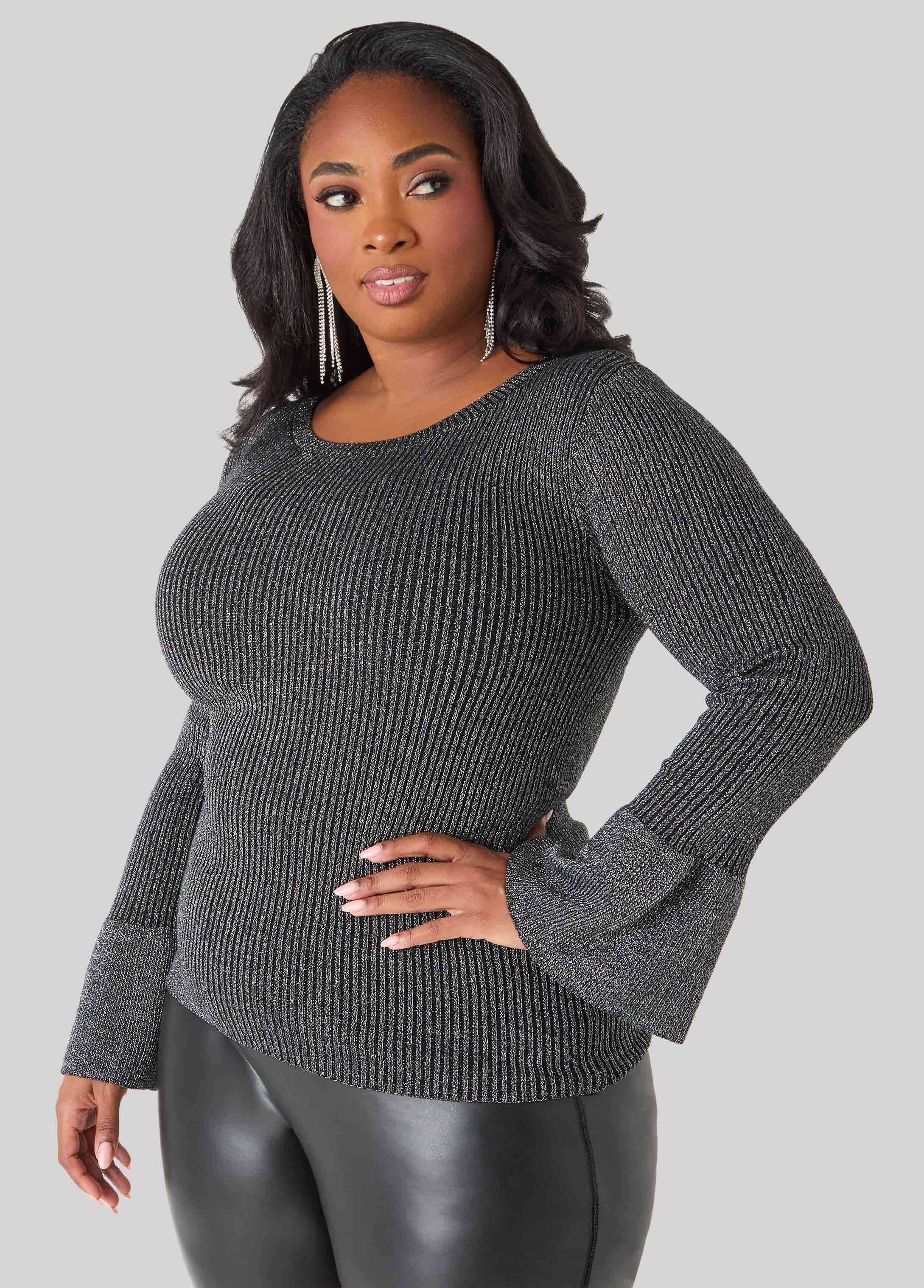 Plus Size Lurex™ Bell Sleeve Sweater