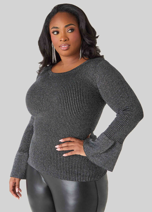 Plus Size Lurex™ Bell Sleeve Sweater