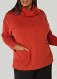 Pocket Front Cowl Neck Sweater