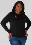 Cutout Button Embellished Sweater