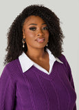 Paneled Cable Knit Sweater