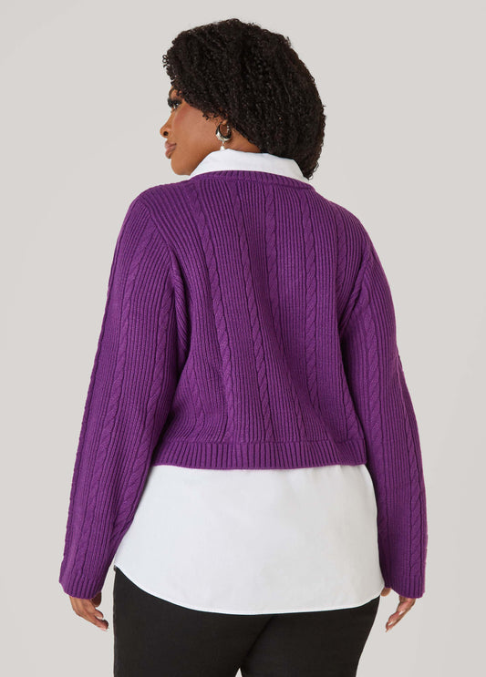 Paneled Cable Knit Sweater