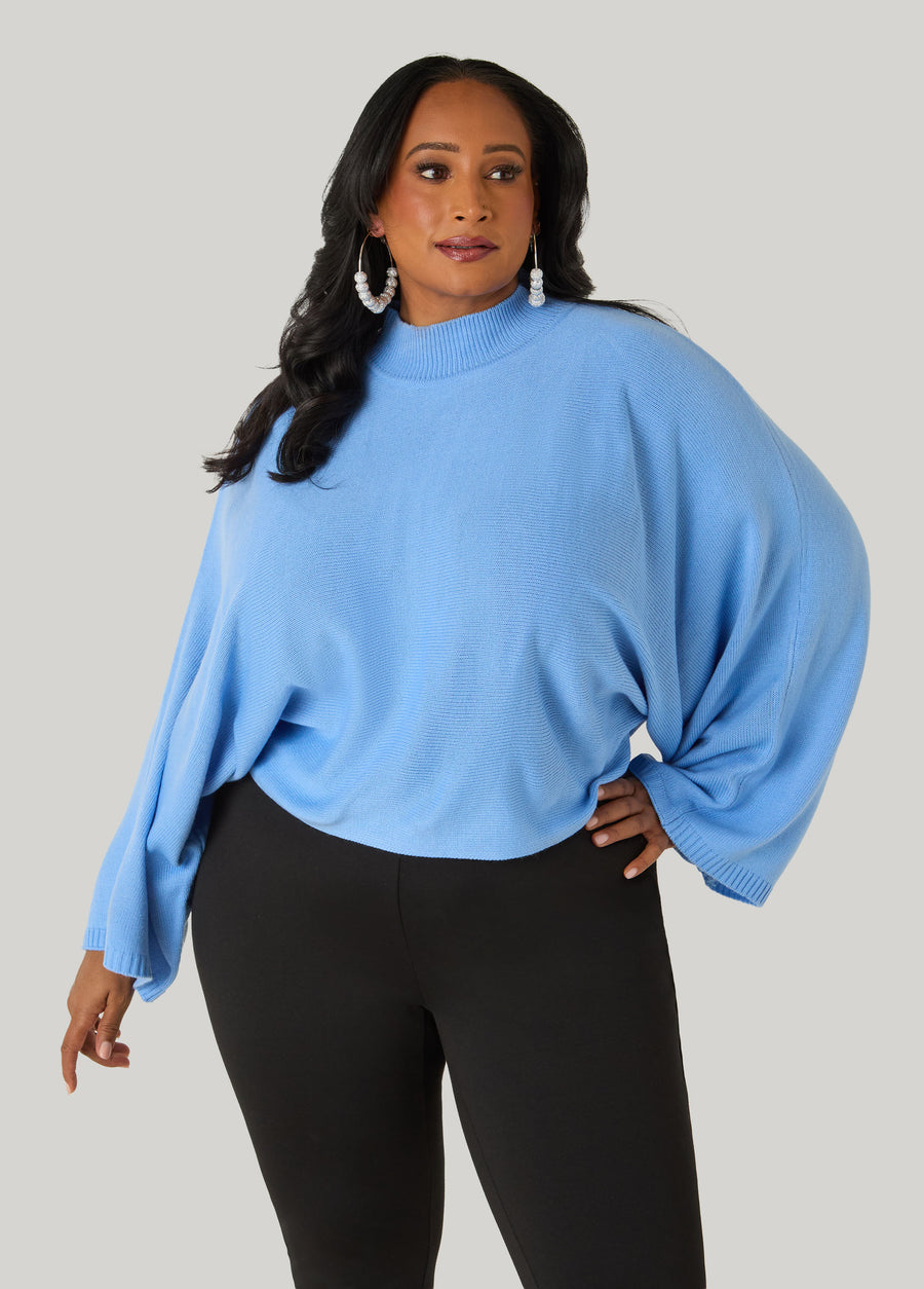 Mock Neck Dolman Sleeve Sweater