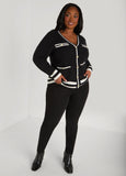 Striped Trimmed Ribbed Cardigan