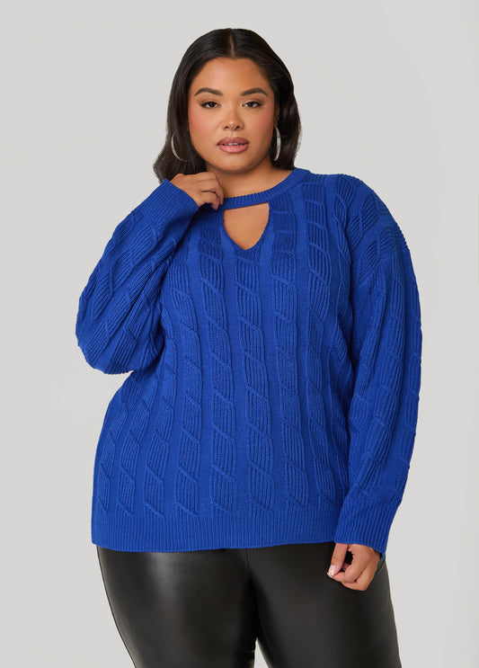 Cutout Cable Knit Sweater