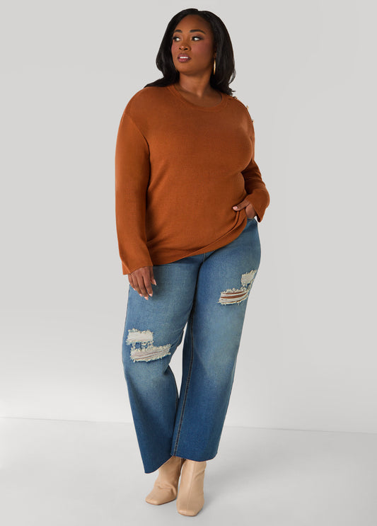 Button Embellished Sweater