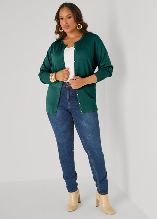 Plus Size Button Front Knit Cardigan