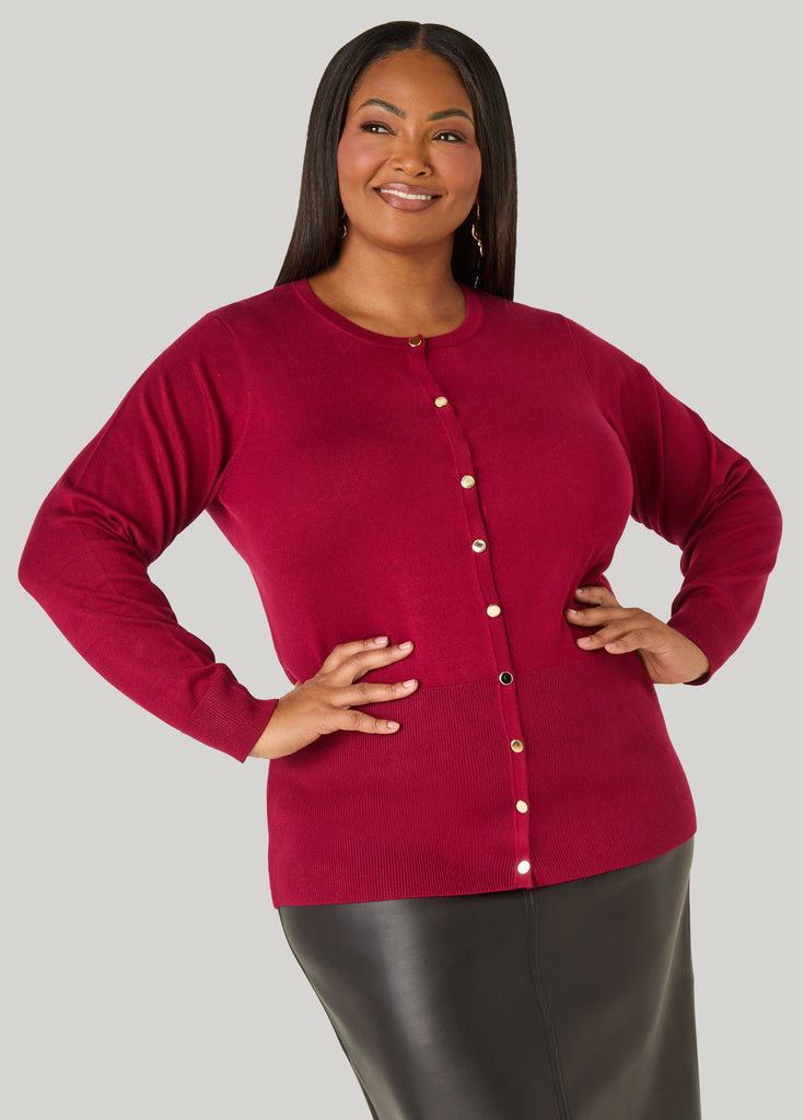 Knitted Button Front Cardigan – Ashley Stewart