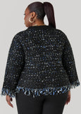 Frayed Boucle Knit Cardigan
