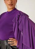 Ruffled Organza Sleeved Sweater