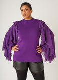 Ruffled Organza Sleeved Sweater
