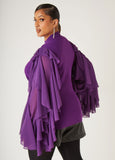 Ruffled Organza Sleeved Sweater