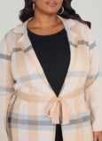 Belted Plaid Cardigan