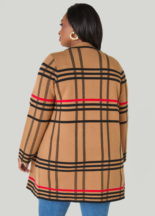 Plaid Intarsia Cardigan