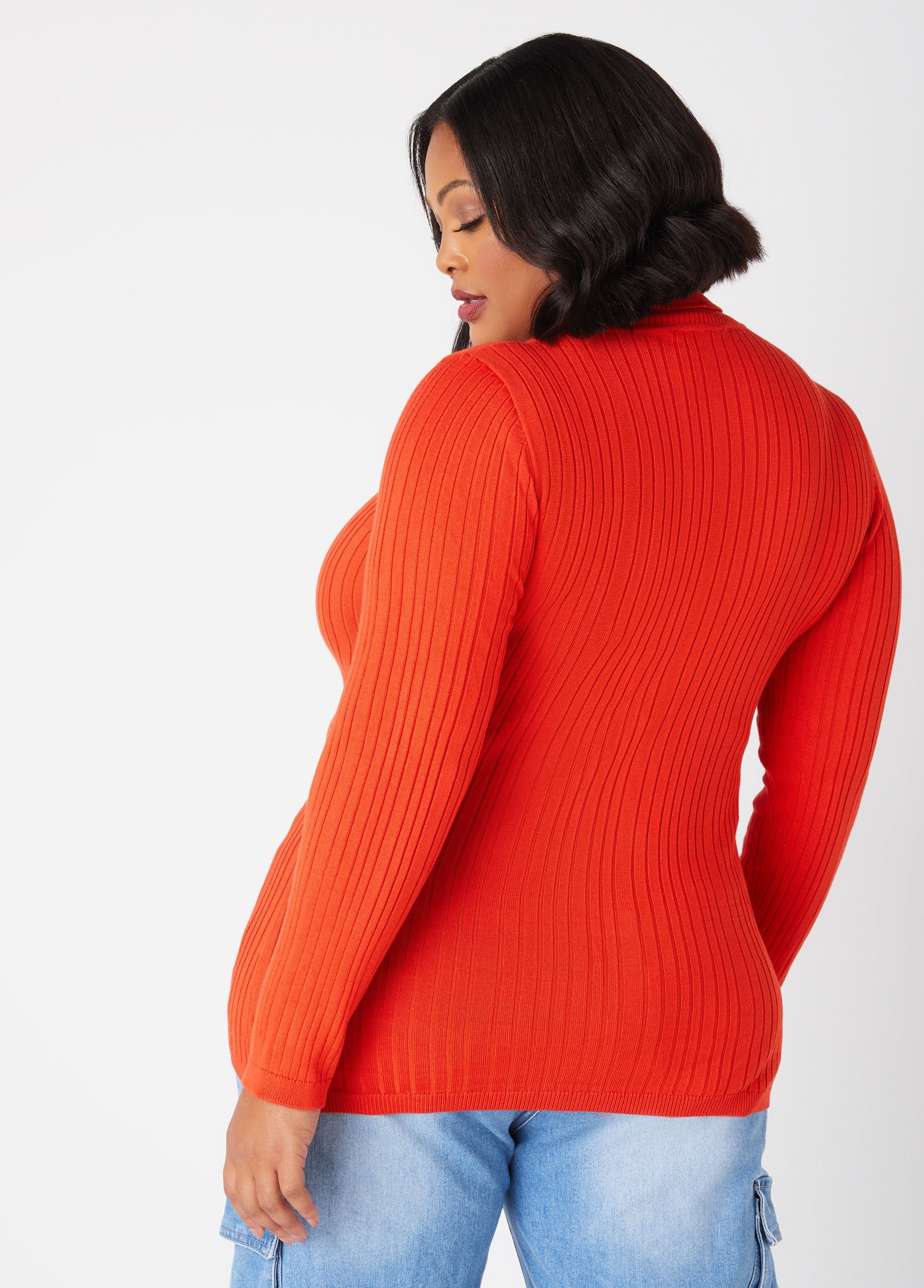 Plus Size Fitted Classic Ribbed Knit Turtleneck Sweater