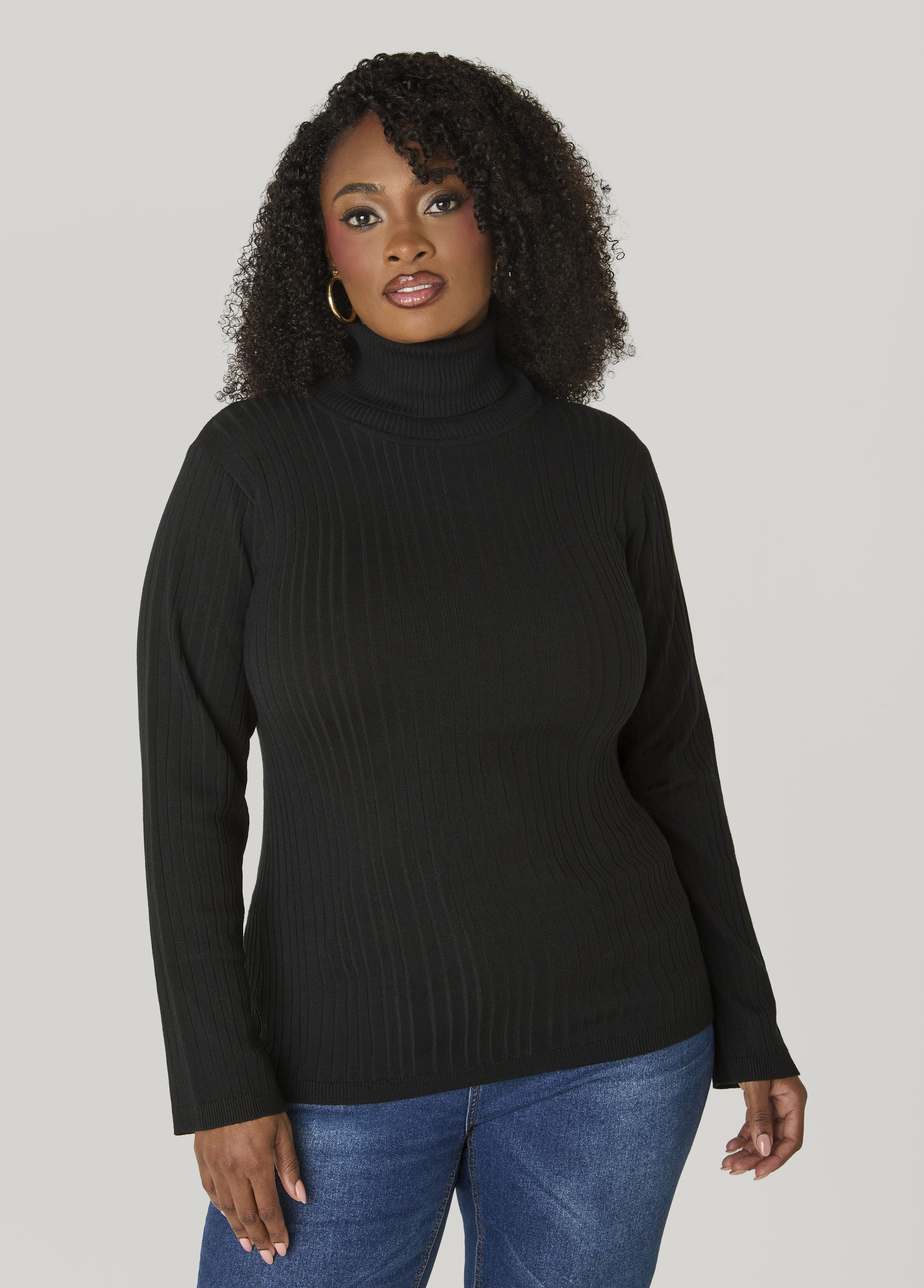 Ribbed Pullover Turtleneck Sweater