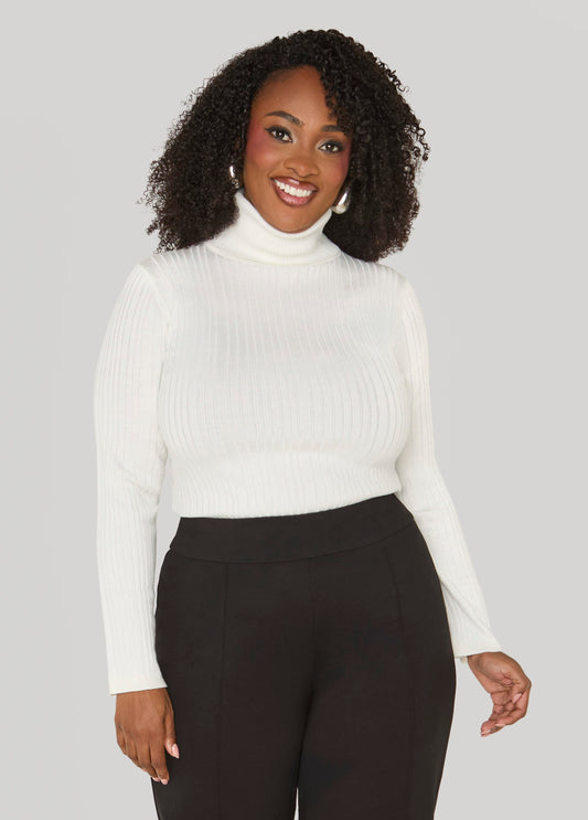 Ribbed Pullover Turtleneck Sweater