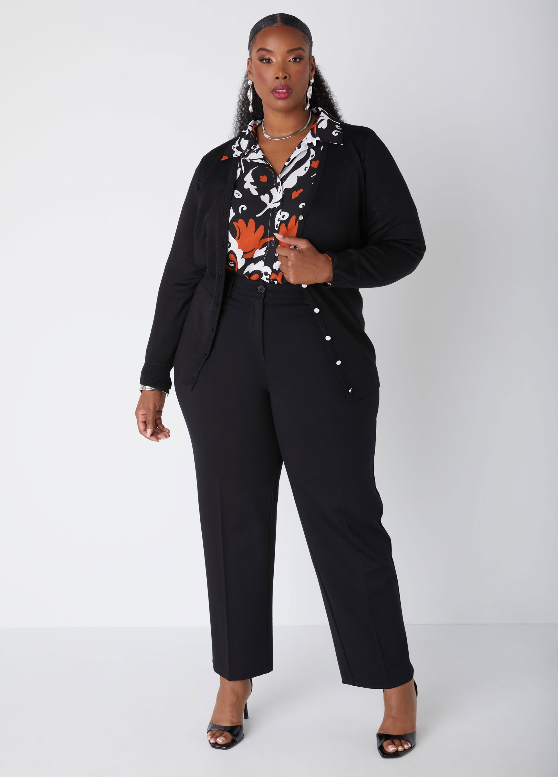 Plus Size Classic Knit Cardigan Plus Size V Neck Sweater