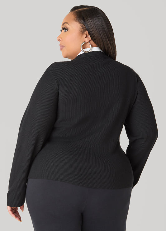 Brooch Embellished Paneled Sweater