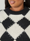 Embellished Checked Sweater