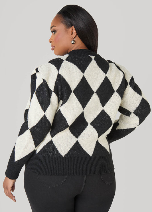 Embellished Checked Sweater