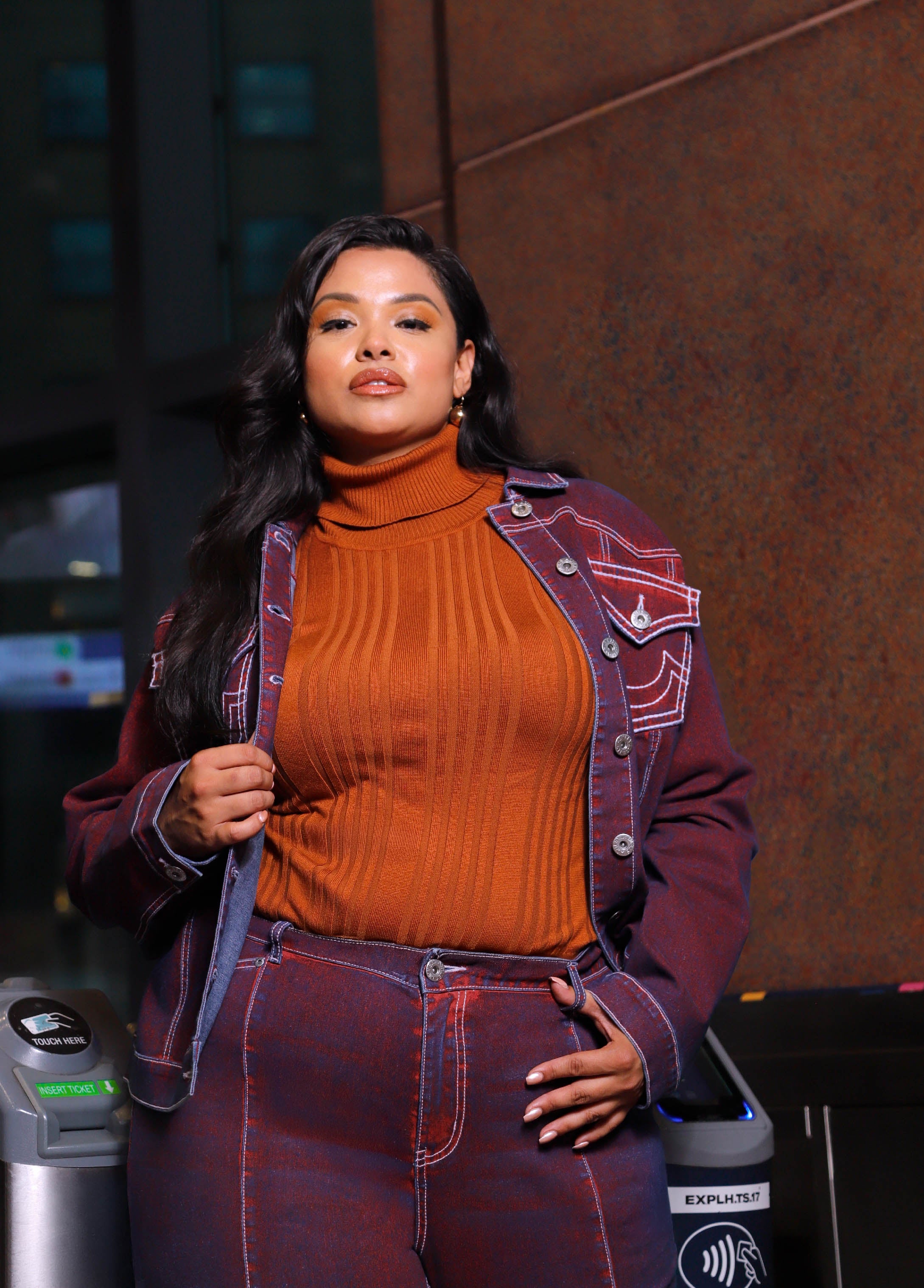 Plus Size Fitted Ribbed Knit Classic Plus Size Turtleneck Sweater