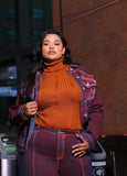 Plus Size Fitted Ribbed Knit Classic Plus Size Turtleneck Sweater