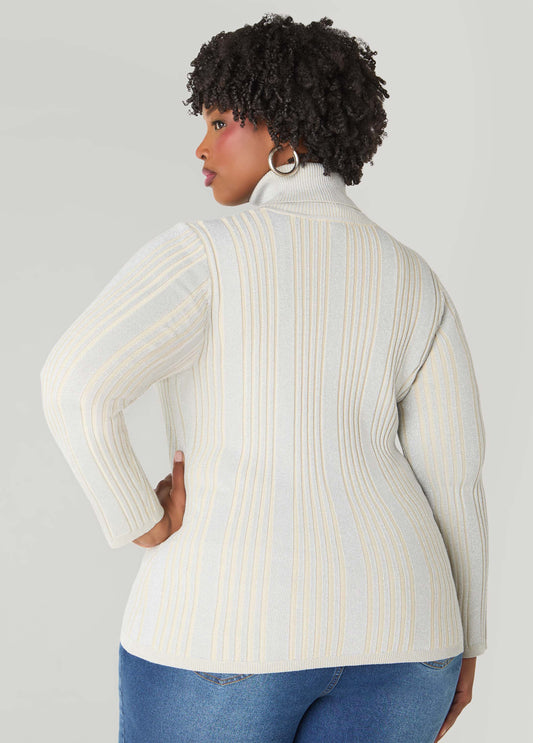 Ribbed Lurex™ Turtleneck Sweater