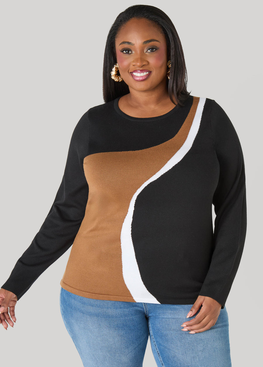 Tri Tone Intarsia Sweater