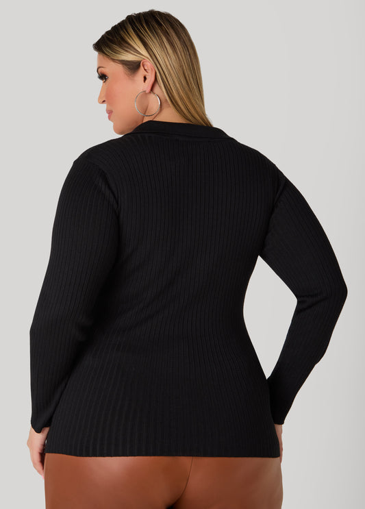 Ribbed V Neck Sweater