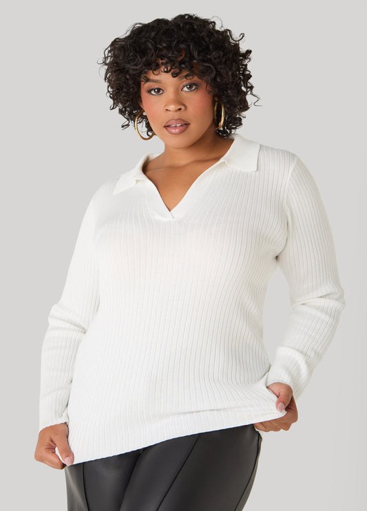 Ribbed V Neck Sweater