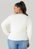 Faux Leather Chain Trimmed Sweater