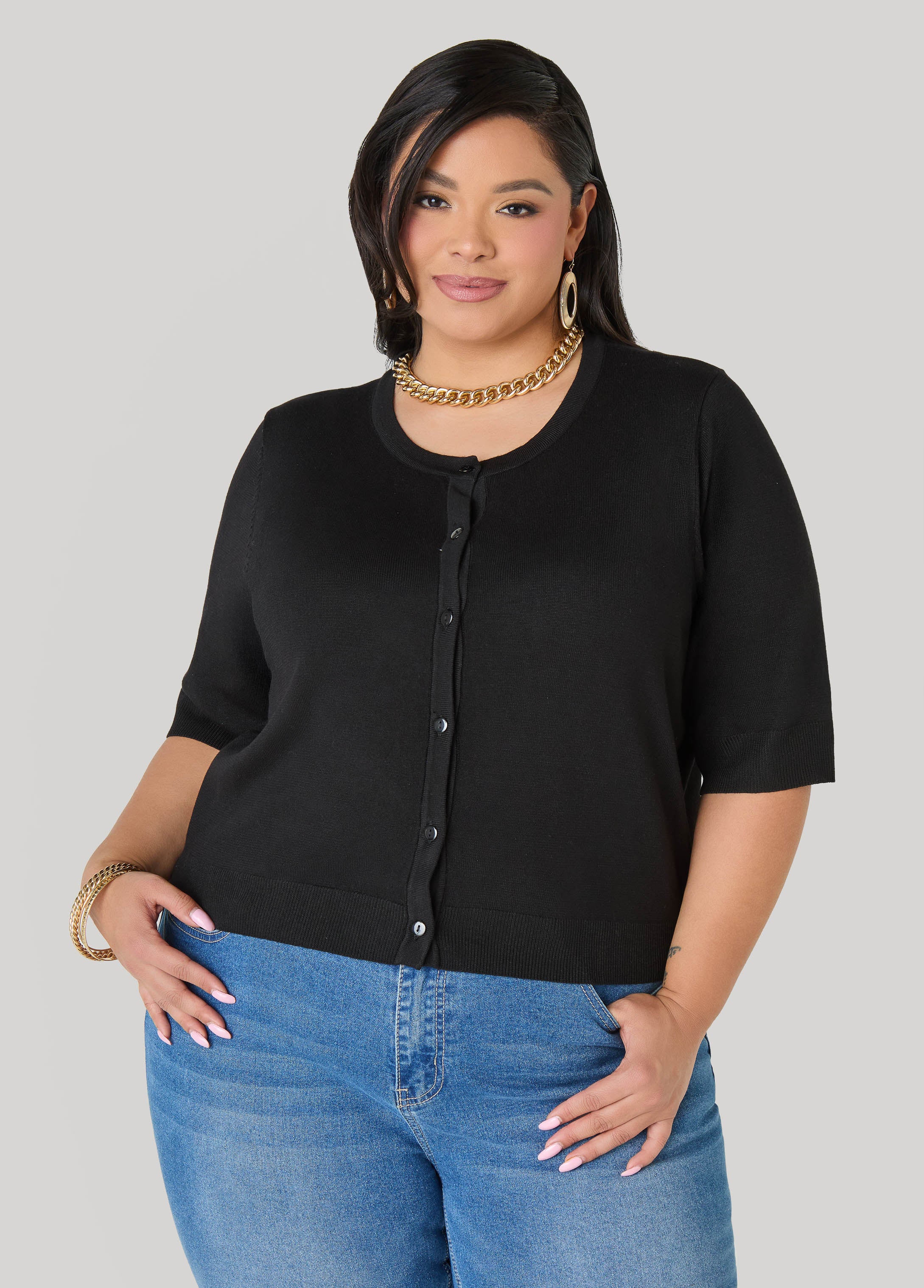 Cropped Knit Cardigan