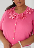 Satin Floral Applique Cardigan