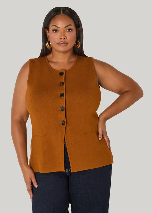 Button Front Sweater Vest