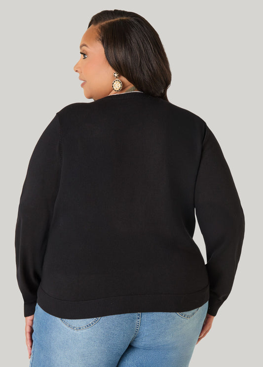 Piped Button Front Cardigan