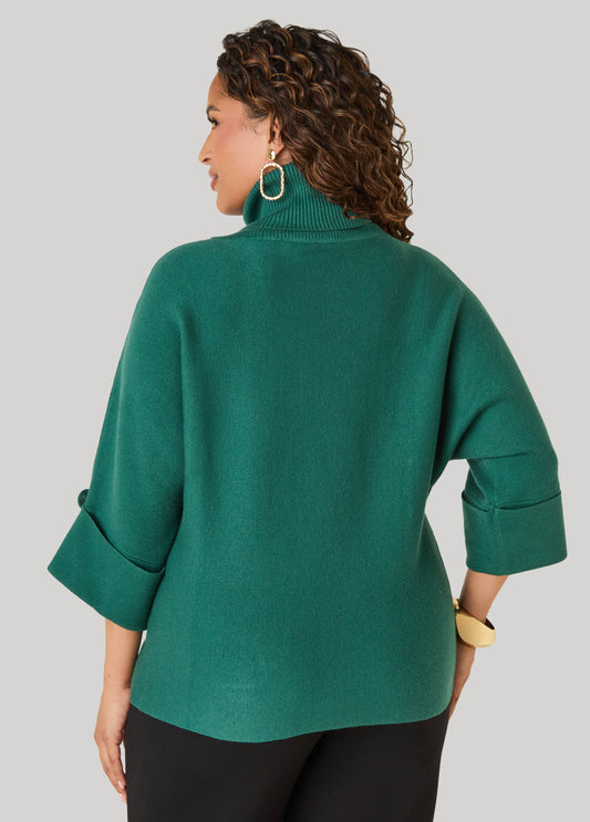 Cuffed Sleeve Turtleneck Sweater