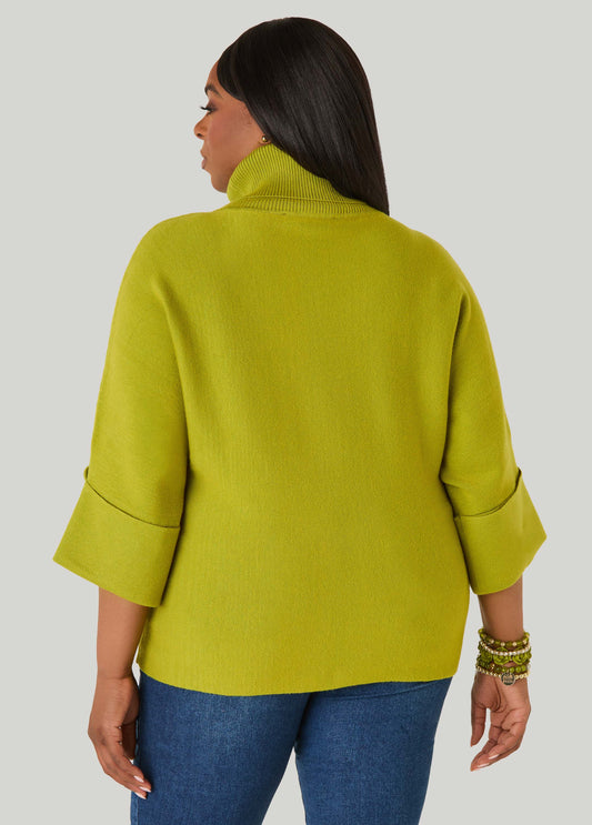 Cuffed Sleeve Turtleneck Sweater