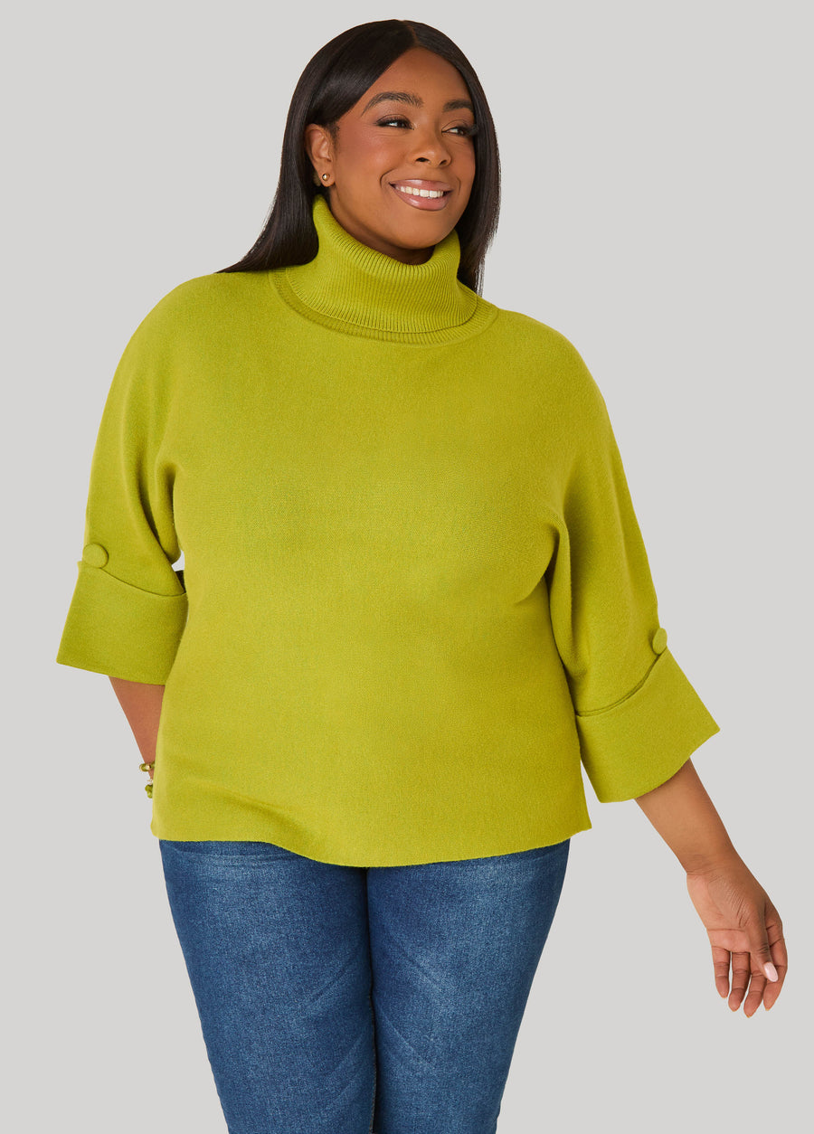 Cuffed Sleeve Turtleneck Sweater