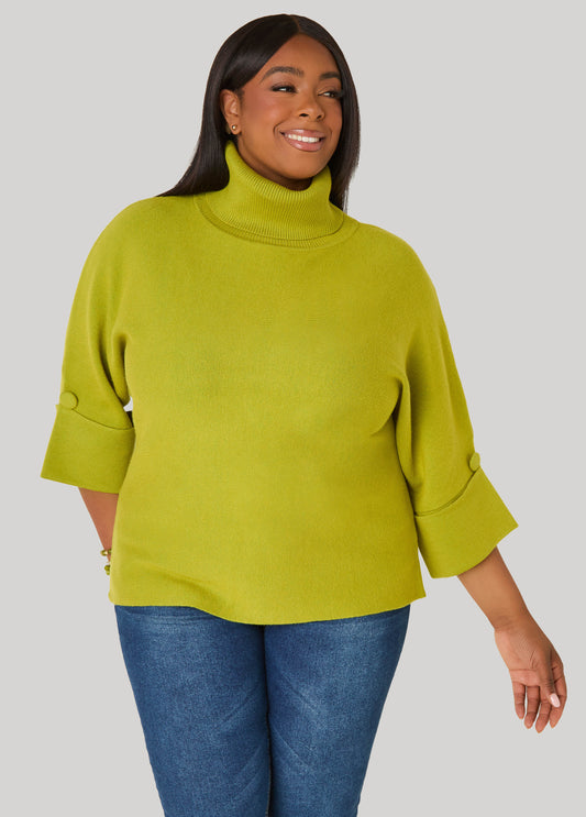 Cuffed Sleeve Turtleneck Sweater