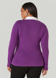 Poplin Paneled V Neck Sweater