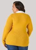 Poplin Paneled V Neck Sweater
